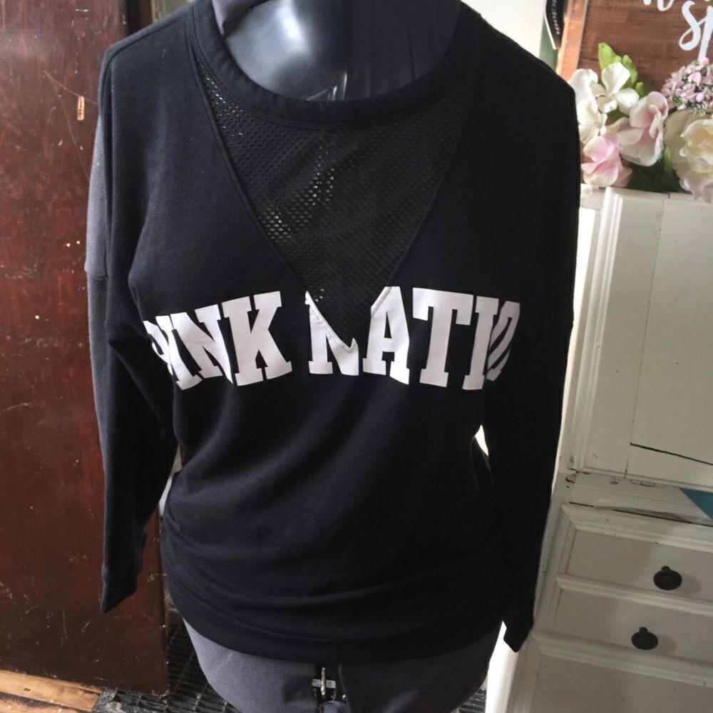 Pink Nation mesh v-neck sweatshirt